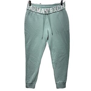 Armani Exchange Women's Joggers Size L Sage Green Zip Sweatpants Elastic Waist